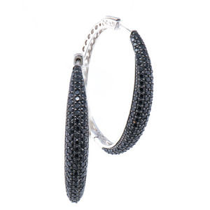 Black and Silver Hoop CZ Earrings